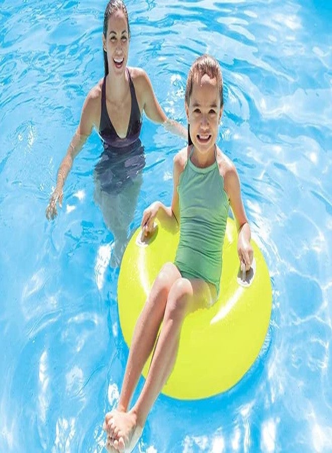 Jagmag® Neon Color Inflatable Rubber Swim Ring,Neon Pool Tube, Swimming Tube for Boys and Girls,High Gloss Swim Ring Tube with Handles, Pool Swim Tube with 2 Handles Size - 30''inch - Image 1